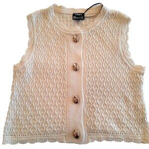 100% Cotton Button Front Sweater Vest - Future Collective Ivory Women's Small